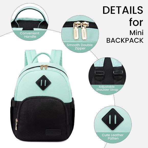 Women Black Cyan Blue Polyester Light Weight Small Waterproof Mini Backpack main image 7